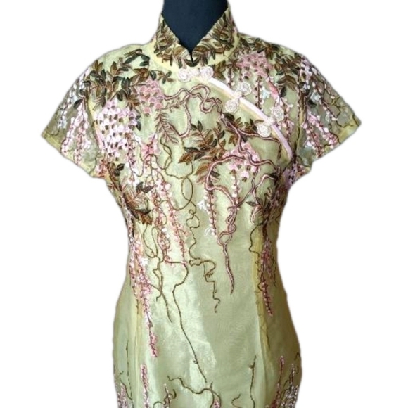 Defenon Dresses & Skirts - Gorgeous Defenon Embroidered Cheongsam Styled  Dress
